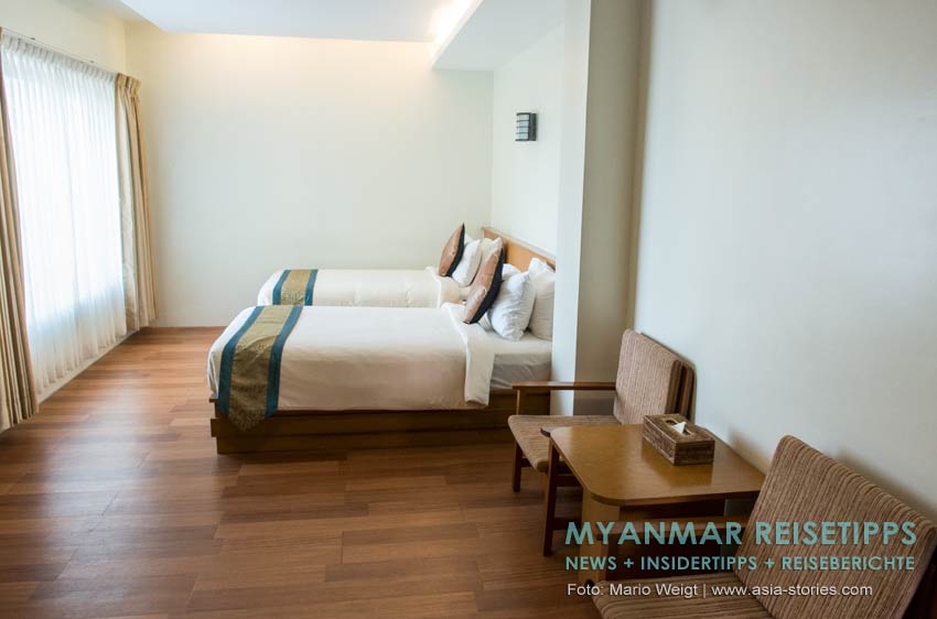 Zweibettzimmer im Ngwe Moe Hotel in Mawlamyaing