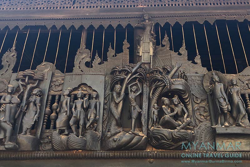 Myanmar Reisetipps | Sale | Holzskulpturen am Kloster Yoke Sone Kyaung