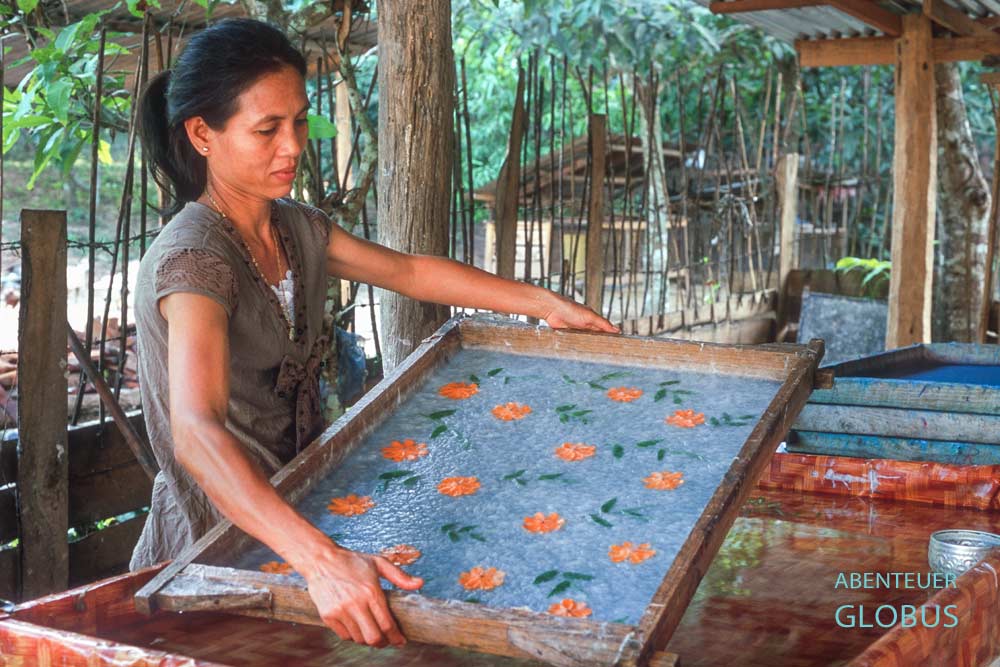 Tipps für Luang Prabang in Laos: Herstellung von Sa-Papier im Nahm Dong Park 